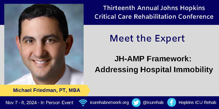 Hopkins ICU Rehab (@icurehab) on Twitter photo Meet the Expert!!
Learn about <a href="/HopkinsAMP/">Johns Hopkins Activity & Mobility Promotion (AMP)</a>
JH-AMP Framework:
Addressing Hospital Immobility
13thJohns Hopkins
@ICURehab Conference
Join <a href="/mkfrdmn/">Michael Friedman, PT, MBA</a>
In-Person at Johns Hopkins
Nov 7-8, 2024
Register:
ICURehabNetwork.org
<a href="/HopkinsAMP/">Johns Hopkins Activity & Mobility Promotion (AMP)</a> #everyBODYmoves #ICURehab Meet the Expert!!
Learn about <a href="/HopkinsAMP/">Johns Hopkins Activity & Mobility Promotion (AMP)</a>
JH-AMP Framework:
Addressing Hospital Immobility
13thJohns Hopkins
@ICURehab Conference
Join <a href="/mkfrdmn/">Michael Friedman, PT, MBA</a>
In-Person at Johns Hopkins
Nov 7-8, 2024
Register:
ICURehabNetwork.org
<a href="/HopkinsAMP/">Johns Hopkins Activity & Mobility Promotion (AMP)</a> #everyBODYmoves #ICURehab
