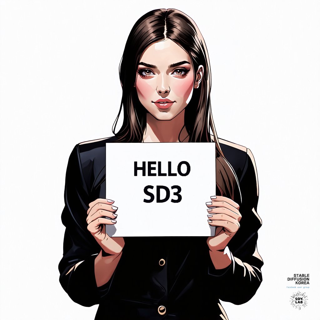 soy_lab's tweet photo. [ComfyUI - SD3 Simple Test]
- I've done some quick testing with the public SD3 Medium.
- It's not always perfect, but the Text implementation seems to be pretty good.
ㅤ
#comfyui #sd3 #StableDiffusion3Medium #stablediffusion #stablediffusionkorea #soylab https://t.co/TzbFgRNEeH