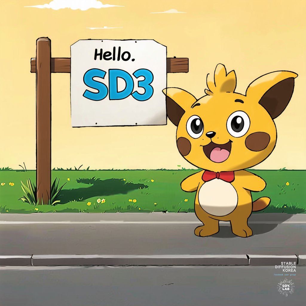 soy_lab's tweet photo. [ComfyUI - SD3 Simple Test]
- I've done some quick testing with the public SD3 Medium.
- It's not always perfect, but the Text implementation seems to be pretty good.
ㅤ
#comfyui #sd3 #StableDiffusion3Medium #stablediffusion #stablediffusionkorea #soylab https://t.co/TzbFgRNEeH
