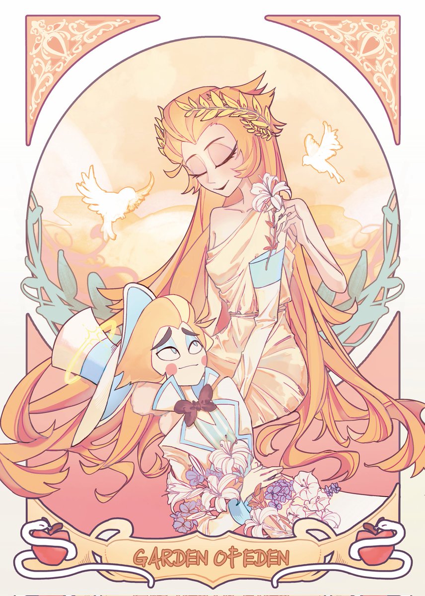 xitan137's tweet photo. yes,I draw them again,love them so much🥺💕💕
(inspiration from the style of Mucha's works

#Lucilith
#HazbinHotel
#HazbinHotelLilith
#HazbinHotelLucifer https://t.co/wzE06OI5FT