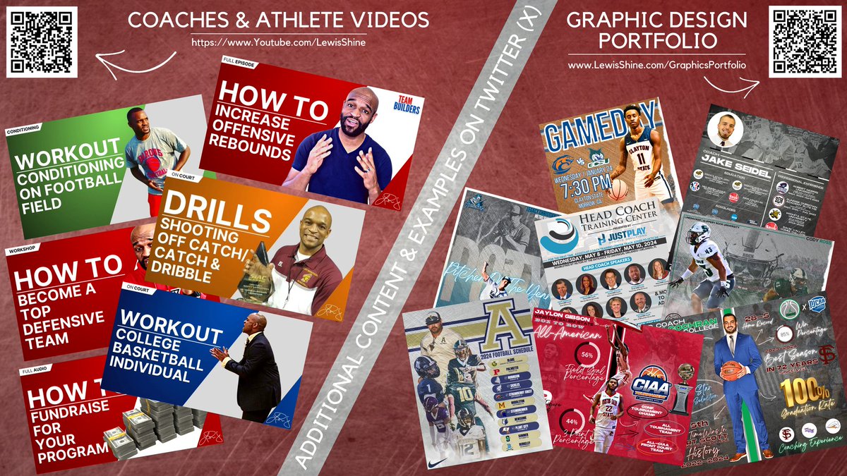 🚨COACHES &amp; ATHLETES 🚨

My name is Lewis Shine. I'm a former College/Pro Player, as well as a former College/Pro Coach.

I aim to Empower/Bring Value to you via:

VIDEO CONTENT:
youtube.com/@lewisshine

GRAPHIC DESIGN:
lewisshine.com/graphicsportfo…

LET'S CONNECT TODAY!
PLEASE RETWEET