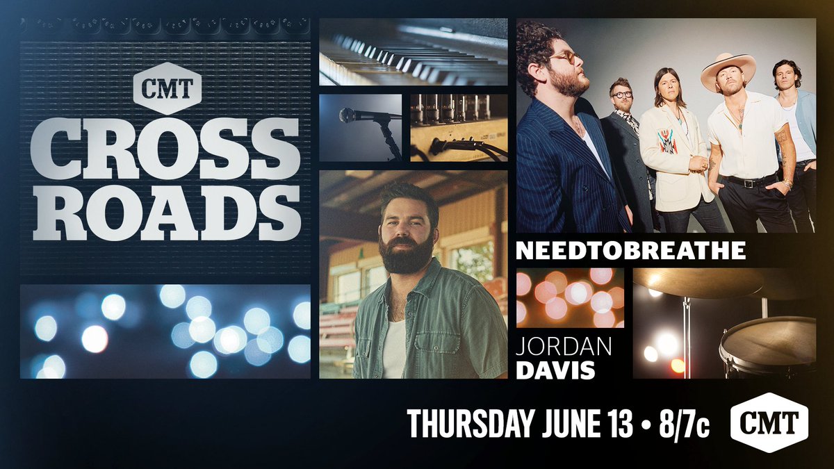 JordanCWDavis's tweet photo. Don’t forget to tune in to my #CMTcrossroads with @NEEDTOBREATHE tomorrow, June 13 at 8/7c. Our new renditions of “Buy Dirt” and “Banks'' are dropping too…Make sure to presave now at https://t.co/wBs8eyFLqO https://t.co/diqaCtma4J