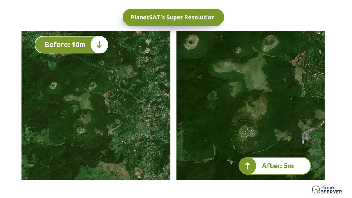 Scaling the heights of Puy de Dôme! ⛰️

In our final installment, witness how our new AI-enhanced 5m satellite imagery captures the natural beauty of mountainous areas.

#satelliteimagery #EarthObservation #Sentinel2