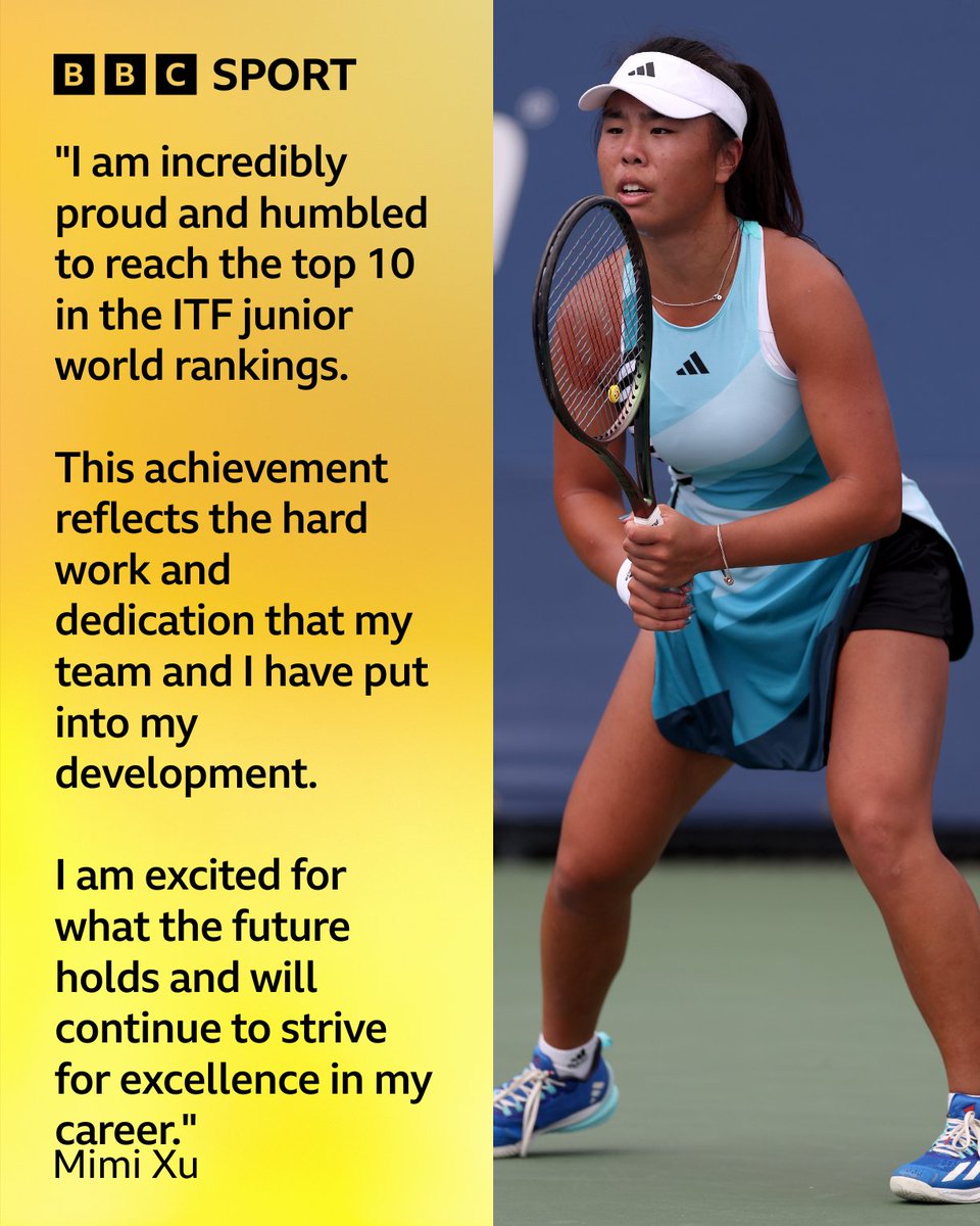 BBCSportWales's tweet photo. Rising Welsh tennis star Mimi Xu says she is "humbled" to have broken into the top 10 of the junior world rankings 🎾

#BBCTennis https://t.co/7IFuvjKqYj