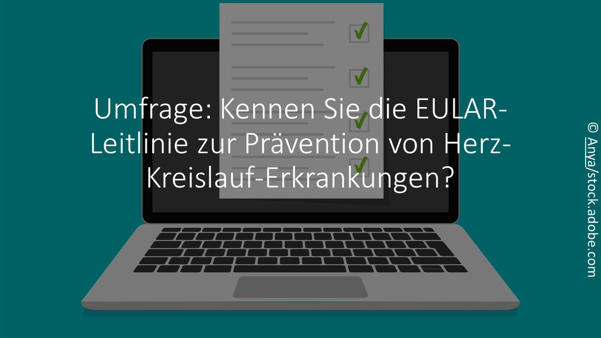 Dt. Ges. f. Rheumatologie u. Klinische Immunologie (@dgrh_tweets) on Twitter photo Seit heute findet der #EULAR2024 in Wien statt. Nehmen Sie an einer Umfrage teil, inwieweit EULAR-Leitlinien im Bewusstsein von medizinischen Fachkräften sind.
📬 Hier geht es zur Umfrage, Dauer rund 8 Minuten: survey-xact.dk/LinkCollector?… Seit heute findet der #EULAR2024 in Wien statt. Nehmen Sie an einer Umfrage teil, inwieweit EULAR-Leitlinien im Bewusstsein von medizinischen Fachkräften sind.
📬 Hier geht es zur Umfrage, Dauer rund 8 Minuten: survey-xact.dk/LinkCollector?…