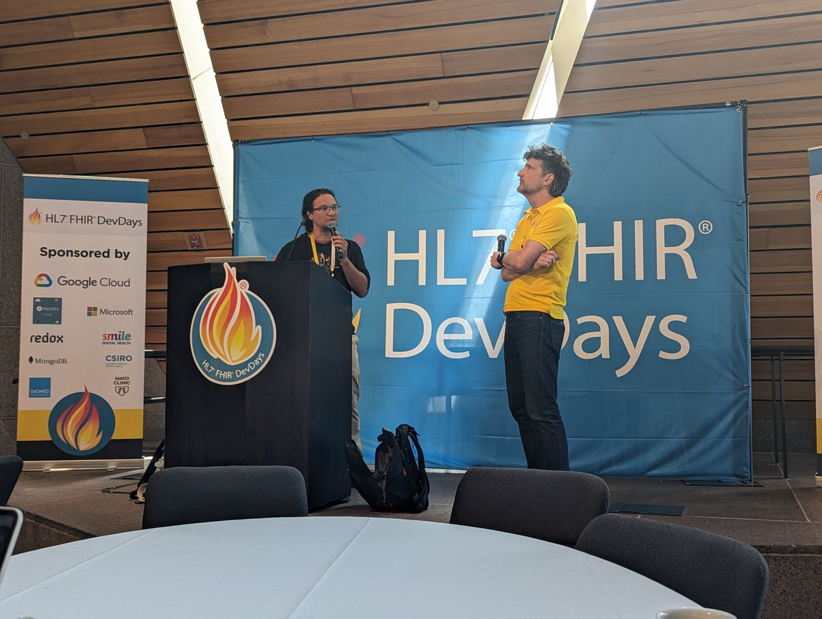 Not a standard type of presentation at the main stage of the #FHIRDevDays yesterday - an informal chat between <a href="/health_samurai/">Health Samurai</a>  <a href="/niquola/">niquola ☮</a>  and <a href="/FirelyTeam/">Firely</a>  <a href="/ewoutkramer/">Ewout Kramer</a> about how to make validation for FHIR profiles easy and efficient with FHIR schema.