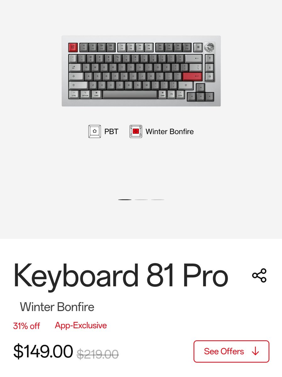 BhaumikBheda1's tweet image. The #OnePlus #Keyboard81Pro is at the lowest price since launch!
Grab yours before it sells out!!

I might snag it!

@oneplus @OnePlus_USA