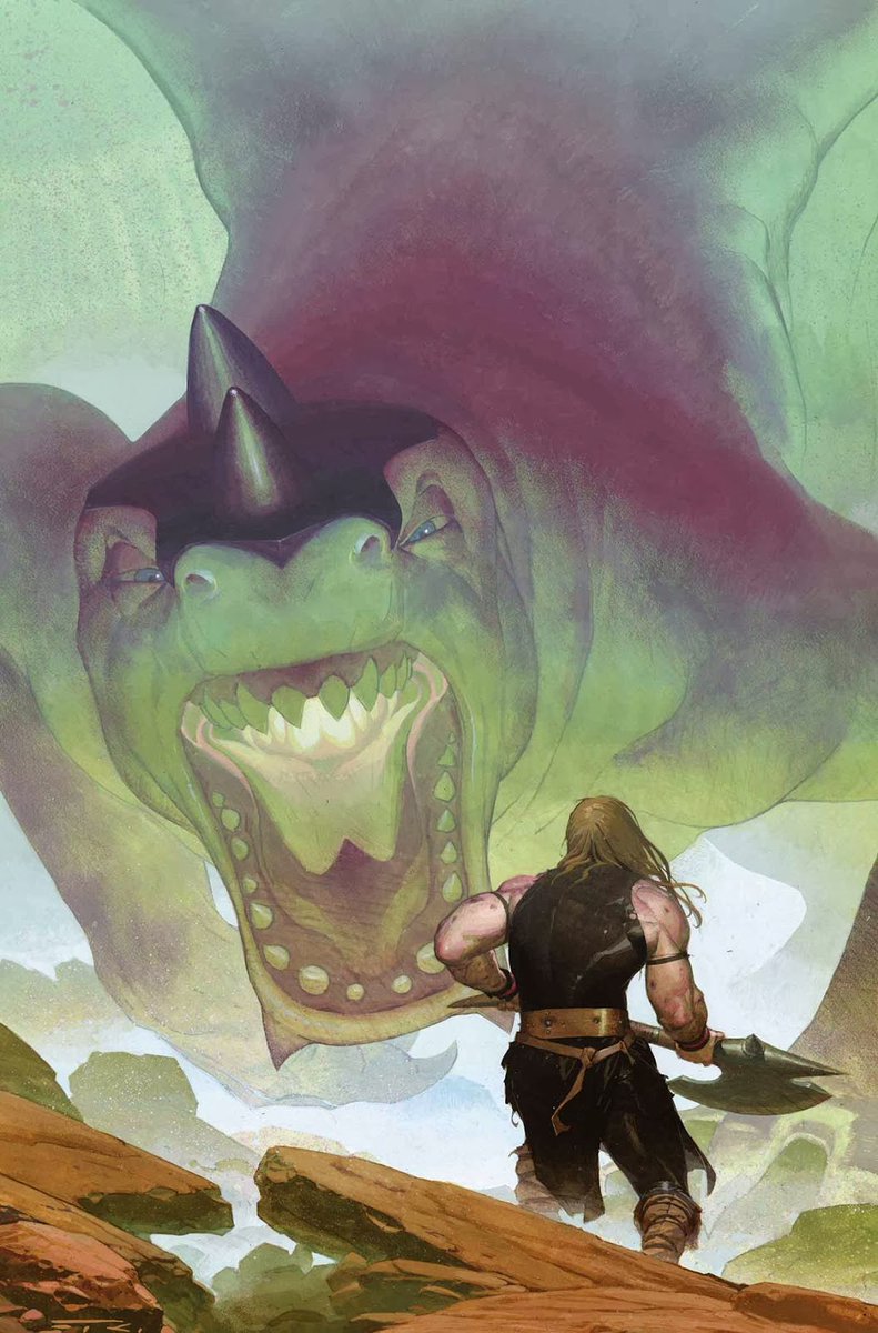 InTHORmation's tweet photo. THOR GOD OF THUNDER #18 is the PERFECT COMIC FOR SOMEONE UNFAMILIAR WITH THOR COMICS
The self-contained story takes place in a Viking village &amp; Asgard one week in 894.  You don't need prior knowledge of Thor or Marvel History. 
Cover by Esad Ribic. 
Interior art by Das Pastoras. https://t.co/Gk18JkM9No