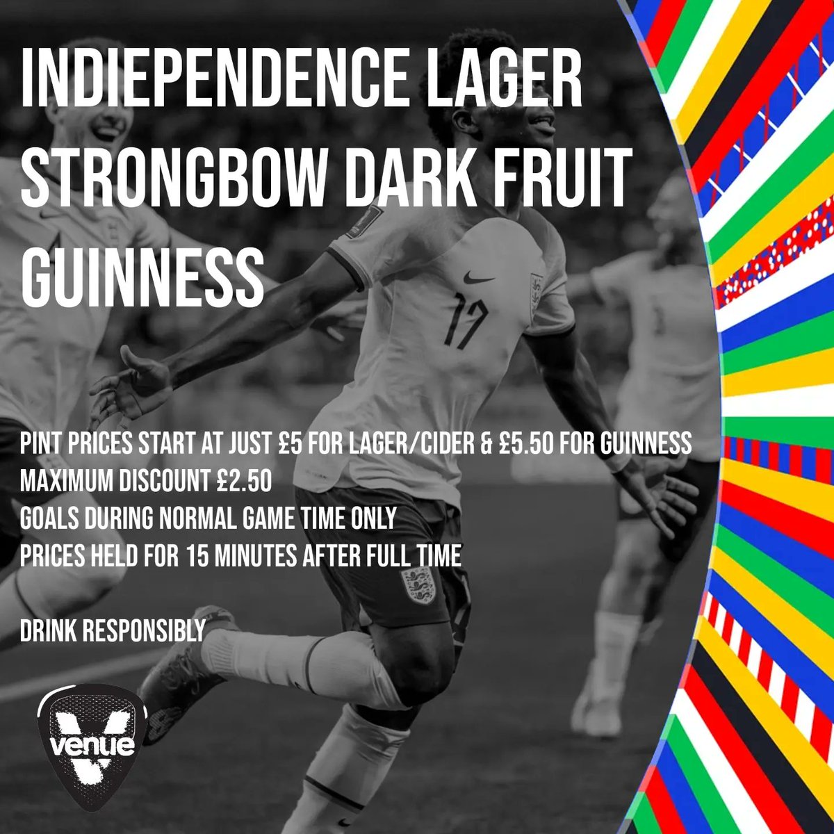 Cheap pints and free entry this Euros season at Venue

Save a seat for £1 or just turn up
thevenuenightclub.co.uk/euros-2024-man…