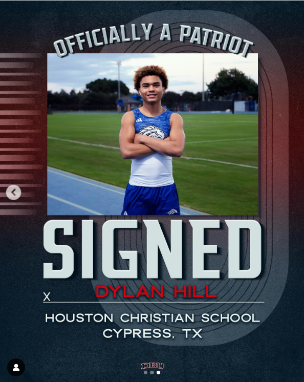 TeamLSCSN's tweet photo. Couple of @DBU_XCandTrack updates involving our private and parochial school alums!

Freshman Lesli Salas (San Angelo Cornerstone Christian) is competing soon at the USATF U20 Championships, and congrats to @HCHSAthletics Dylan Hill for signing with the Patriots. https://t.co/X8QXouaZDF