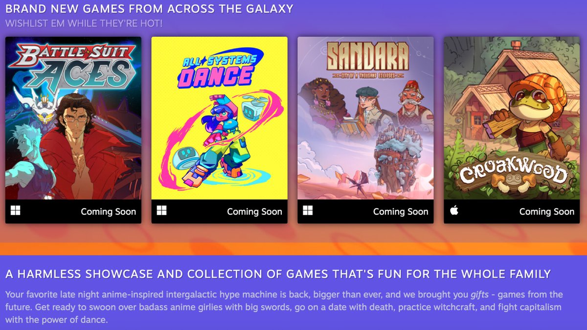 We were hyped to announce <a href="/AllSystemsDance/">All Systems Dance (wishlist now!)</a> 💃🪩🩰 during <a href="/heyglitch/">GLITCH</a>'s Future of Play Direct!

Visit the #FutureofPlay Direct Steam page to check out all of the amazing games featured in the #showcase. While you're there, #wishlist All Systems Dance: 

store.steampowered.com/sale/futureofp…