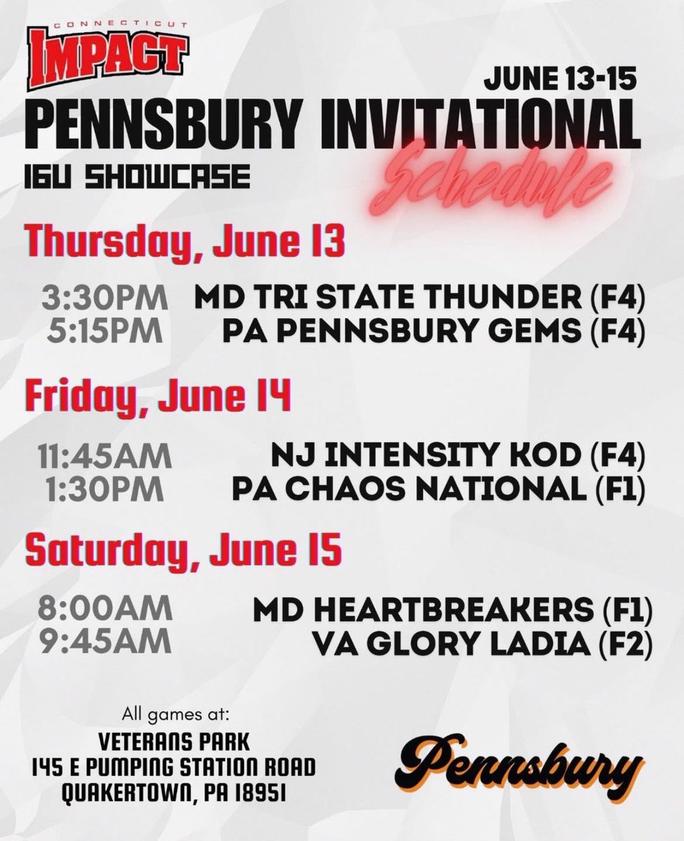 M_DelCarmine6's tweet photo. Really excited to get after it this weekend at the Pennsbury Invitational with my CT Impact teammates. Here is our schedule below, come check us out! @CTImpactRegAL @NateWilda @CTImpactSB https://t.co/YSn3H8ORUc