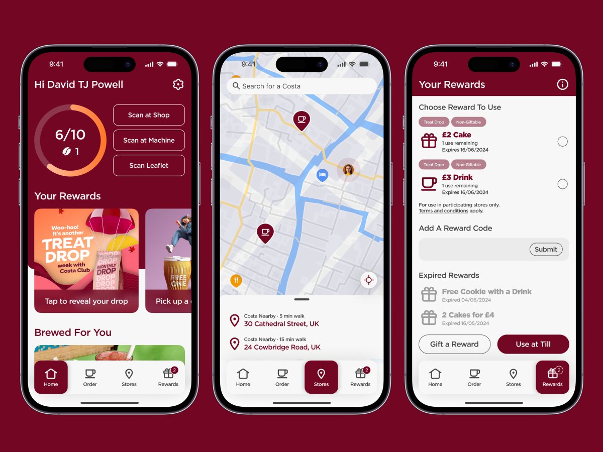 davidtjpowell's tweet photo. What if we gave the Costa app a boost by returning to its roots? Imagine bringing back that Mulberry Wood Red as the dominant colour in the app.

Here's why I prefer it:

☕️ It's beautifully bold
☕️ It's fragrantly fresh
☕️ It's high contrast

Enjoy! https://t.co/If4ptnz9vh