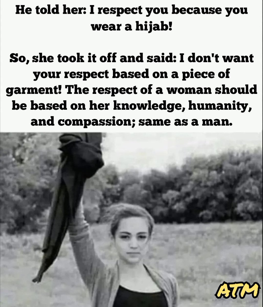 ExMuslimMemes's tweet photo. #101reasonswhyweleft #Reason14
Reason 14: The Story of the Hijab
It is easier to read it here: https://t.co/4yvGLAfWXk
Note here the reason for leaving Islam is not the requirement to wear the Hijab but rather the story that resulted in making the Hijab a requirement for women to wear it.

The history of the Hijab and the sequence of events leading to the obligation of the Hijab are laid out from series of Hadith and matched by three Quranic verses. The Hadith verses on this subject are found here:

https://t.co/HrapWs0ePJ

For simplicity, here is the outline: 
Umar, one of the main companions of the Prophet, repeatedly asks the Prophet that Allah should reveal a verse for the Qur'an pertaining to the veiling of women. No such revelation is sent down. But Umar was not the type of gives up. He kept making regular remarks about the Prophet’s wives being not well covered.
One late evening, Umar spotted one of the Prophet’s wives, Sauda, going out in the dark to use the toilet. Sauda is not hard to identify because the Hadith describes her as a heavy-set lady. Umar starts shouting her name: Sauda, Sauda, I know this is you! Sauda stops whatever she is doing and runs back into the tent in a state of embarrassment, relating to the Prophet what has happened.

Shortly after this incident, Allah reveals the hijab verse that Umar had wanted all along.  
The sequence of the three verses on this subject is listed below:

Quran 33:53
O believers! Do not enter the homes of the Prophet without permission ˹and if invited˺ for a meal, do not ˹come too early and˺ linger until the meal is ready. But if you are invited, then enter ˹on time˺. Once you have eaten, then go on your way, and do not stay for casual talk. Such behaviour is truly annoying to the Prophet, yet he is too shy to ask you to leave. But Allah is never shy of the truth. And when you ˹believers˺ ask his wives for something, ask them from behind a barrier. This is purer for your hearts and theirs.
>> The part that says, ‘And when you ask his wives for something, ask them from behind a barrier’ - the suggested initially to talk to visitors behind a curtain for privacy reasons.

Quran 33:59
O Prophet! Ask your wives, daughters, and believing women to draw their cloaks over their bodies. In this way it is more likely that they will be recognized ˹as virtuous˺ and not be harassed. And Allah is All-Forgiving, Most Merciful.

>> This suggested not to wear tight clothes.

Quran 24:31
“And tell the believing women to lower their gaze and guard their chastity, and not to reveal their adornments except what normally appears. Let them draw their veils over their chests, and not reveal their ˹hidden˺ adornments except to their husbands, their fathers, their fathers-in-law, their sons, their stepsons, their brothers, their brothers’ sons or sisters’ sons, their fellow women, those ˹bondwomen˺ in their possession, male attendants with no desire, or children who are still unaware of women’s nakedness. Let them not stomp their feet, drawing attention to their hidden adornments...”

>> This suggested a modest cover and, again, not very tight. The term veils in the verse does not match the Arabic word, which sounds more like swaying drapes.

Note that no single verse in the Quran requires women to wear any specific form of Hijab, Burqa, Niqab, or any covering. The majority of Islamic scholars interpret these verses as meaning women need not wear tight clothes and should be modest in the way they dress. And if you missed it, there was a node to slave women and men in their possession, whereby Muslim women did not have to cover around them – well provided the male slave ‘with no desire’. We shall come back to this verse when talking about slavery in Islam.

Going back to the Hijab, it is this vagueness of these three verses that means on one side of the spectrum liberal Muslim women wear light white cover that only covers part of their hair and can wear casual western clothes that are not too tight. At the other extreme, you get women covered completely from head to toe with a cloak whereby you cannot even see their eyes. They are, in effect, wearing a moving curtain and drapes, as verses 33:53 and 24:31 hint.

Umar later bragged that at least three times, Allah said exactly what he wanted to be written in Islam’s holy book. This means Umar, a person who is neither a prophet, messenger, angel or anything, had a saying in what an all-knowing God had predetermined from the start of time:

Narrated `Umar (bin Al-Khattab):

My Lord agreed with me in three things:

-1. I said, "O Allah's Messenger (PBUH), I wish we took the station of Abraham as our praying place (for some of our prayers). So came the Divine Inspiration: And take you (people) the station of Abraham as a place of prayer (for some of your prayers e.g. two rak`at of Tawaf of Ka`ba)". (2.125)
-2. And as regards the (verse of) the veiling of the women, I said, 'O Allah's Messenger (PBUH)! I wish you ordered your wives to cover themselves from the men because good and bad ones talk to them.'  So the verse of the veiling of the women was revealed. (33:53)

-3. Once the wives of the Prophet (PBUH) made a united front against the Prophet (PBUH) and I said to them, 'It may be if he (the Prophet) divorced you, (all) that his Lord (Allah) will give him instead of you wives better than you.' So this verse (the same as I had said) was revealed." (66.5).

https://t.co/lKRM0nJou8

Makes you wonder, right? Who is really writing the Quran?

Issue 14.1. It is evident from the sequence of events that the need for the Hijab was not put forward until much later in the Islamic calendar. All three verses are Madina verses, meaning for a period of 15 years of Islam, including the whole life of Khadijah, women were never asked to cover. This cover became fundamental for every woman (half of Muslims) and the obsession of men (the other half of Muslims), yet it did not seem to be that much concerning for an all-knowing god or his Prophet. A god that did not even lend effort to set the actual parameters of how much cover, style, or colour. Instead, Allah left it to men to decide everything including what is the punishment for not complying. There are women who have been ostracised, beaten, and even killed over a piece of cover. You have states such as Iran and Afghanistan, which uses the Hijab to go further in their oppression of women.

Issue 14:2. The story of the Hijab and how it came about many years into Islam, mostly because of Umar's insistence, adds to the many issues that contradict the concept that the Quran was already written from the start of time. And, like many other verses, it proves that the Prophet was being influenced into what to write in the Quran based on events and people around him. It further proves that much of the Islamic teachings around women are made by men – be that the Prophet or, in this case, his companion.

Apologist Response:
Issue 14.1. Regardless of where the hijab is applied and its context, it symbolises modesty and respect. Because of this ethos, Islamic authorities and family members take it seriously. This appeared later in the Islamic calendar because of Allah’s decision, as it may have been when Islam settled, and it was the right time to introduce it. Disrespect of the Hijab should have consequences, but the Quran and Hadith do not prescribe it. Allah left the decision of how to be ‘modest’ to be influenced by individual cultures and periods of time. This is the correct way to set it up, allowing some diversity due to cultural norms.

>> Our response: While some of the counterarguments could be justified, specifically why the prescription of the style of hijab could be dictated by time and culture, it does not excuse the fact that it is men who decide the style and punishment – which could be death for something as showing a bit of hair! This over-obsession with the Hijab has not only affected the productivity and progression in our societies but has also rendered women second-class citizens. The Hijab has turned many women prisoners in their own homes and restricted their abilities to go out unless it is essential.

Issue 14.2. The Hadith in which Umar claims credit for three verses could be explained in a number of ways. First, Umar making the claim is not necessary evidence that he is the actual initiator of these verses. This is just his opinion. This would have been different if the Prophet had made this claim by suggesting Allah was listening to what Umar said. Second, there is always a background to stories and events in the Quran. The Quran could not have come down as one block of commands in a single day. For one, people would not have had time to adapt to the change. The slow process in which commandments came down was to allow people to learn and adjust.

>> Our response: Many commands come down without the need for a background story or someone to initiate them. What we outlined here is something that affects every Muslim person and is not to be trivialised any less than how prayer or fasting affects every Muslim person. For an all-knowing god that has set out everything from the start of time- this timeline was left with holes that make any reasonable person ask: Did Umar need to be peeping on Sauda going to the toilet to push the Prophet (Allah) to bring down a Hijab verse?

Final Thoughts:

The negative impact of the Hijab has had on women is hard to quantify. When ‘forced’ upon women, it is no longer a symbol of modesty but rather a symbol of oppression. Where women in liberal countries wear it out of choice, this is very different. They take that leap of faith and choice. They wear it with pride and belief, and that is their choice. They do so with full control over their bodies. But in Islamic countries, communities, and cultures, the Hijab turns into a conformity symbol that is enforced with pressure, threats, violence, and even death. That is on top of knowing that Hijab never stopped violence against women, it just replaces it others forms of cruelty.