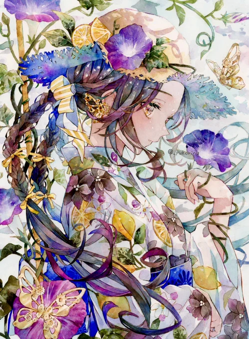 アサガオ*透明水彩 