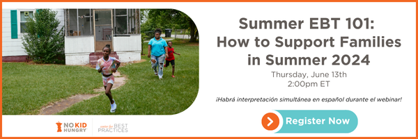 ¡Aún no es demasiado tarde para registrarse para el webinar de mañana!

Únase a nosotros a las 2:00 pm ET, el jueves 13 de junio para un webinar sobre Summer EBT (o SUN Bucks).

¡Habrá interpretación simultánea en español disponible durante el webinar!

go.unc.edu/Nr5s3