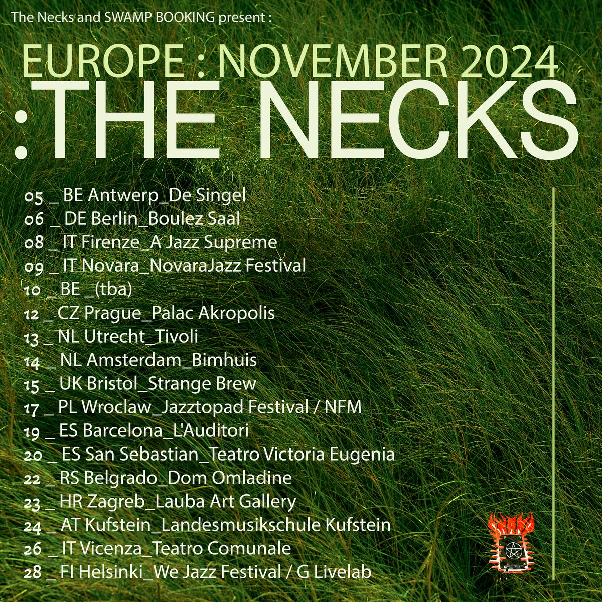 earslend's tweet photo. Gritting out the wait for the new Necks, 'Bleed' (@northernspyrecs), to far, far off October...

&amp; they're not here again in person til November (sigh).

Tempting to (fractionally) shorten the wait for @strangebrewbriz w/a fanboy jaunt to lovely 🇳🇱 duo @TiVre_Utrecht &amp; @Bimhuis! https://t.co/blZvYkBaF7