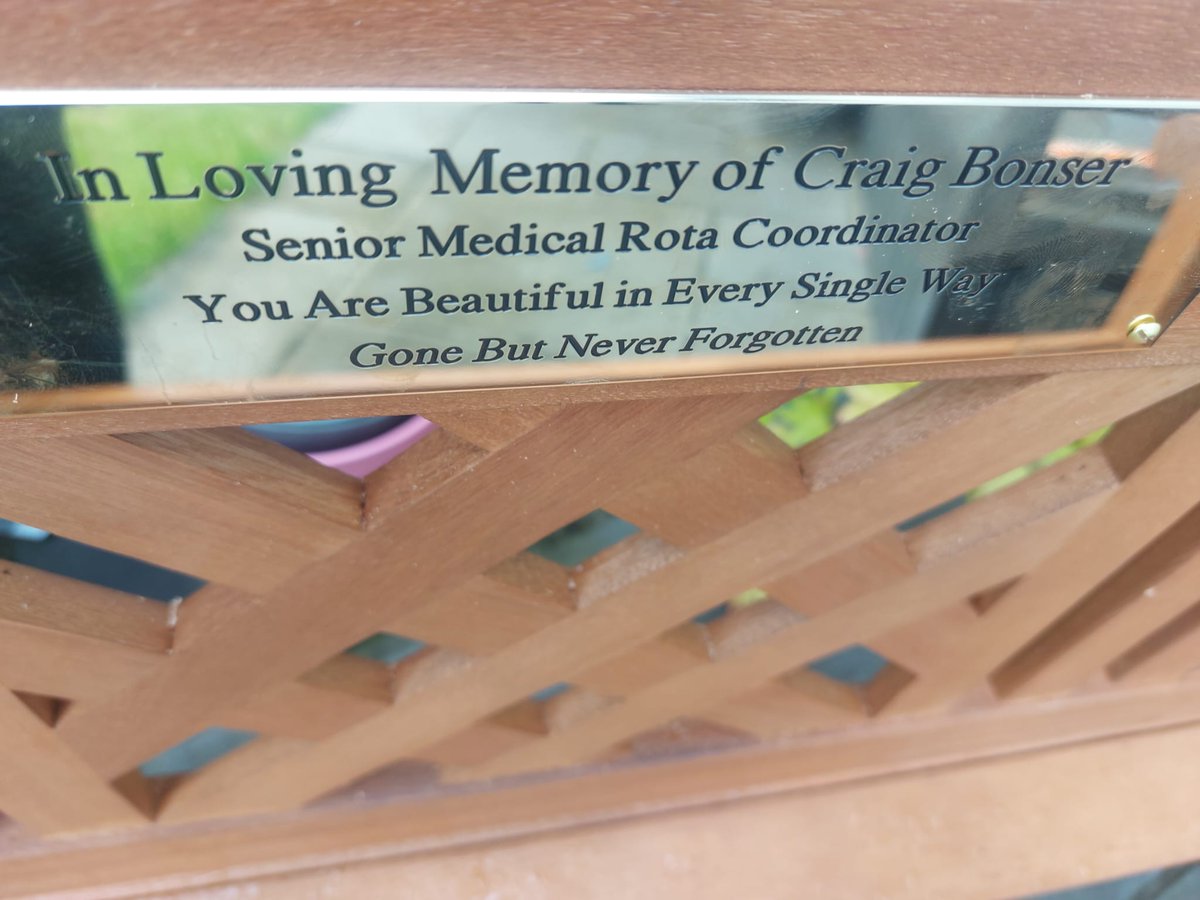P_e_t_r_a____'s tweet photo. Thank you so much for all of the kind donations and support to make a lasting memory for Craig, our Senior Medical Rota Coordinator.
Craig will always be a big part of us ❤️
#gonebutneverforgotten
#alwaysrememberyou https://t.co/MCjttrYwIv