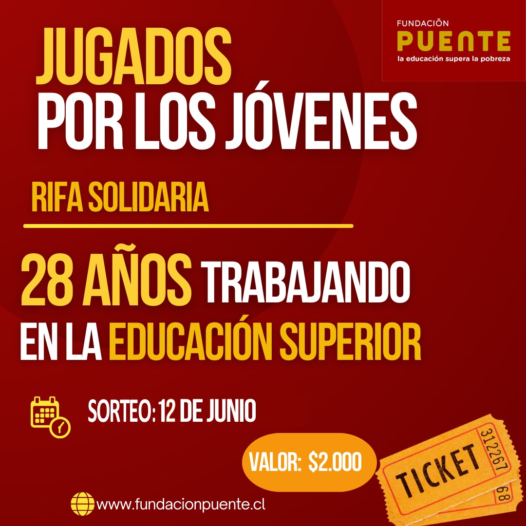 Y llegó el gran día ¡HOY! es el sorteo de nuestra Rifa Solidaria. Síguenos a las 13: 30 horas por nuestro instagram <a href="/puentefundacion/">Fundación un Puente</a> para el sorteo de los fabulosos premios que tenemos
Gracias a todas las personas que Se la Jugaron Por los Jóvenes
