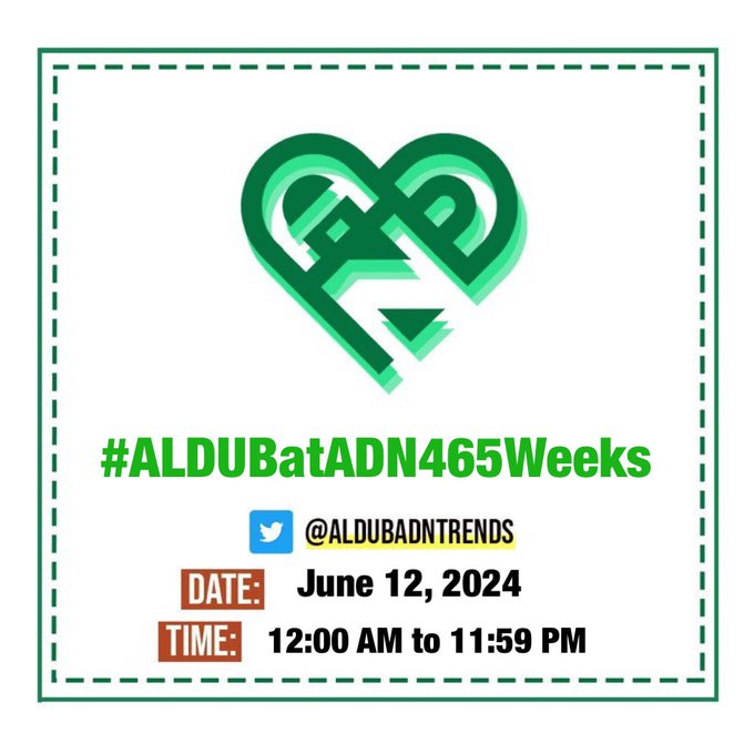 465 Weeks and counting! That's us, #ADNFAM. Happy weeksary!

#ALDUBatADN465Weeks