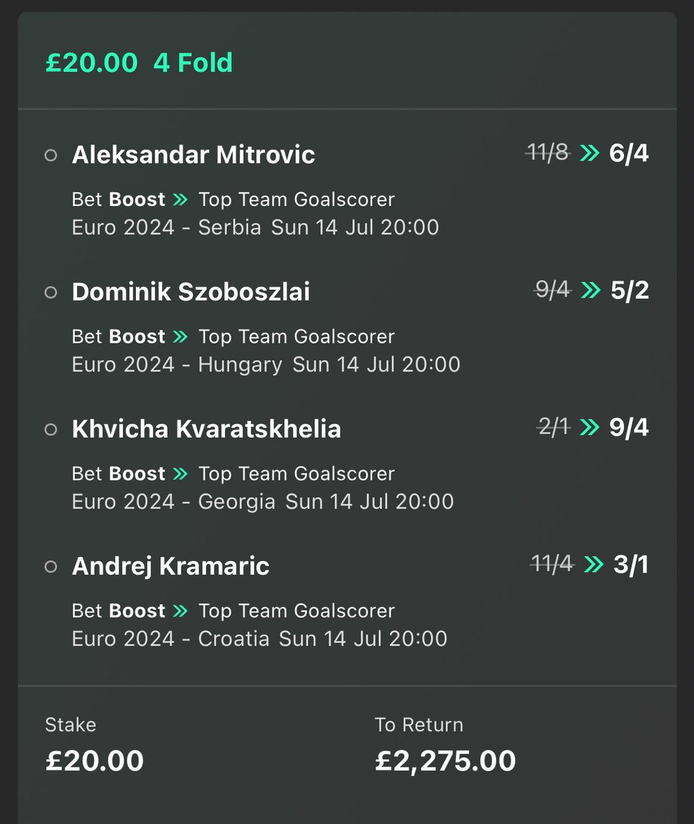 😍 If this #Euro2024 goalscorer bet wins, we’ll share the winnings with every person who LIKES this tweet. 

👉 Join our free telegram to double your winnings, here: t.me/VBSTelegram 

Must be following us too!