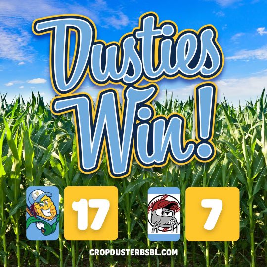 WarrenCoDusters's tweet image. Crop Dusters get the big win last night over the Chillicothe Mudcats🔥🔥 The 17 runs in the game marking a new season high for the team👀 Crop Dusters move to 6-6 on the season with another game tonight at the Clarinda A’s
#cropdusters #getdusted