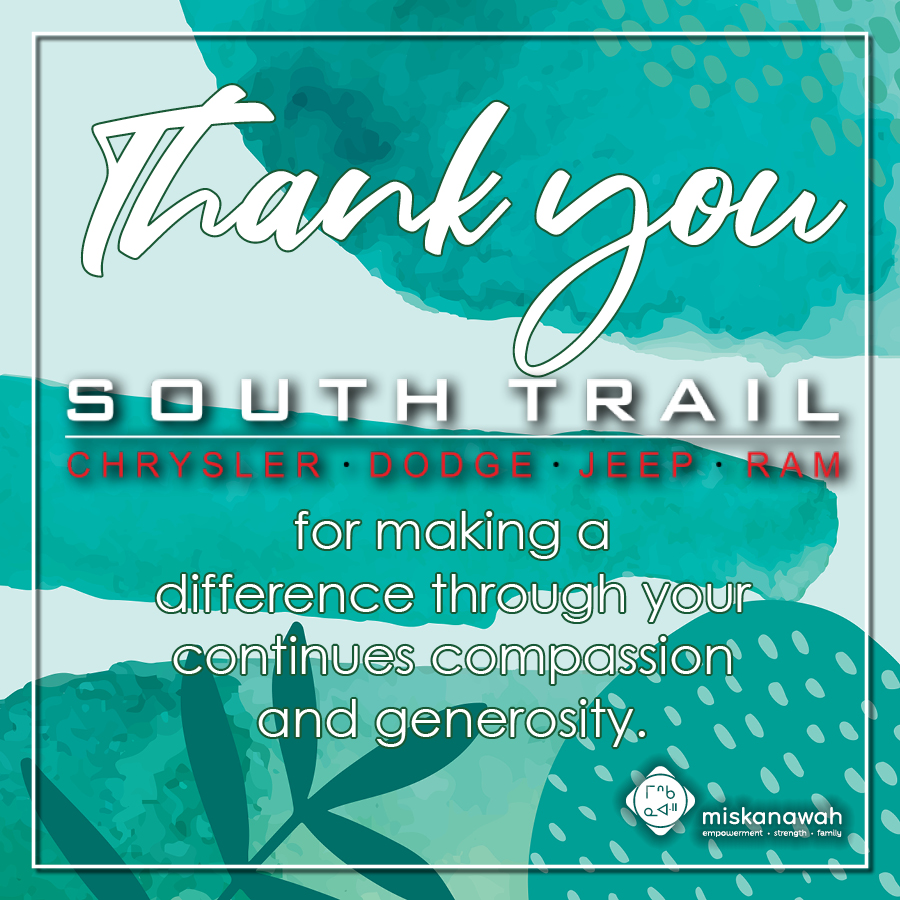 Exciting news! Miskanawah partners with South Trail Chrysler to support Indigenous community. Check out the Monthly Giving Program at South Trail Chrysler southtrailchrysler.com

#miskanawah  #IndigenousCommunity #SupportLocal #CommunityThrive