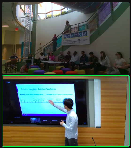 yalewrightlab's tweet photo. Thanks to Yongshan Ding and @Yale_QI for hosting "Introduction to Quantum Computing" for the #yalewrightlab summer program! The workshop included both an overview of quantum computing and hands-on exercises. Attendees were both in-person and remote. @YalePhysicsDept #quantumct https://t.co/7OHquU4jp4