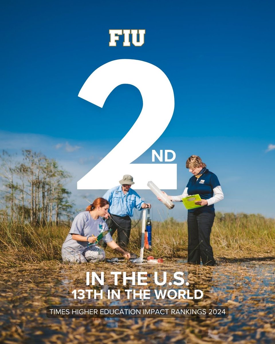 Florida International University has been ranked the second most impactful university in the United States and No. 13 in the world for impact in the 2024 <a href="/timeshighered/">Times Higher Education</a>  Impact Rankings.

Hard work, dedication and passion always pay off!

<a href="/FIU/">FIU</a>