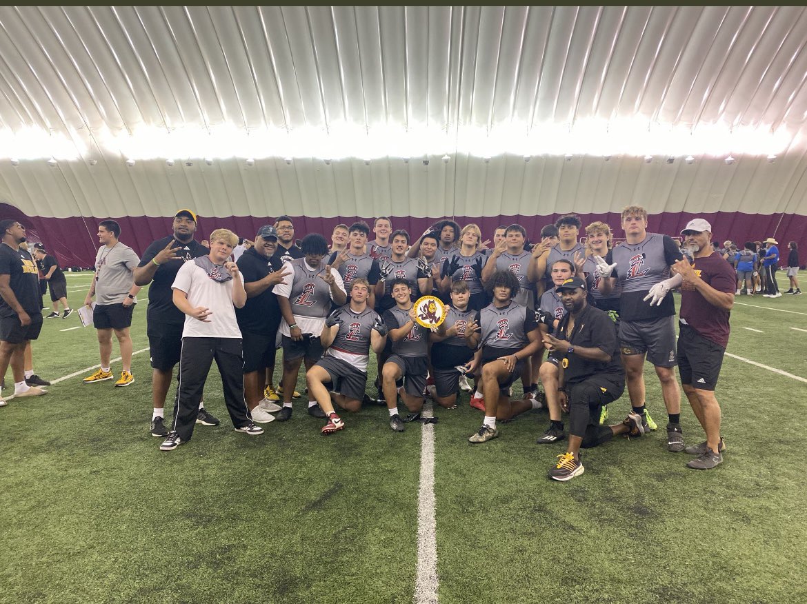 LibertyFBLions's tweet photo. Congrats to our Big Man on getting the Win in the big man competition last night at @ASUFootball .
#COL #TDLCC https://t.co/bz8prSUjkp