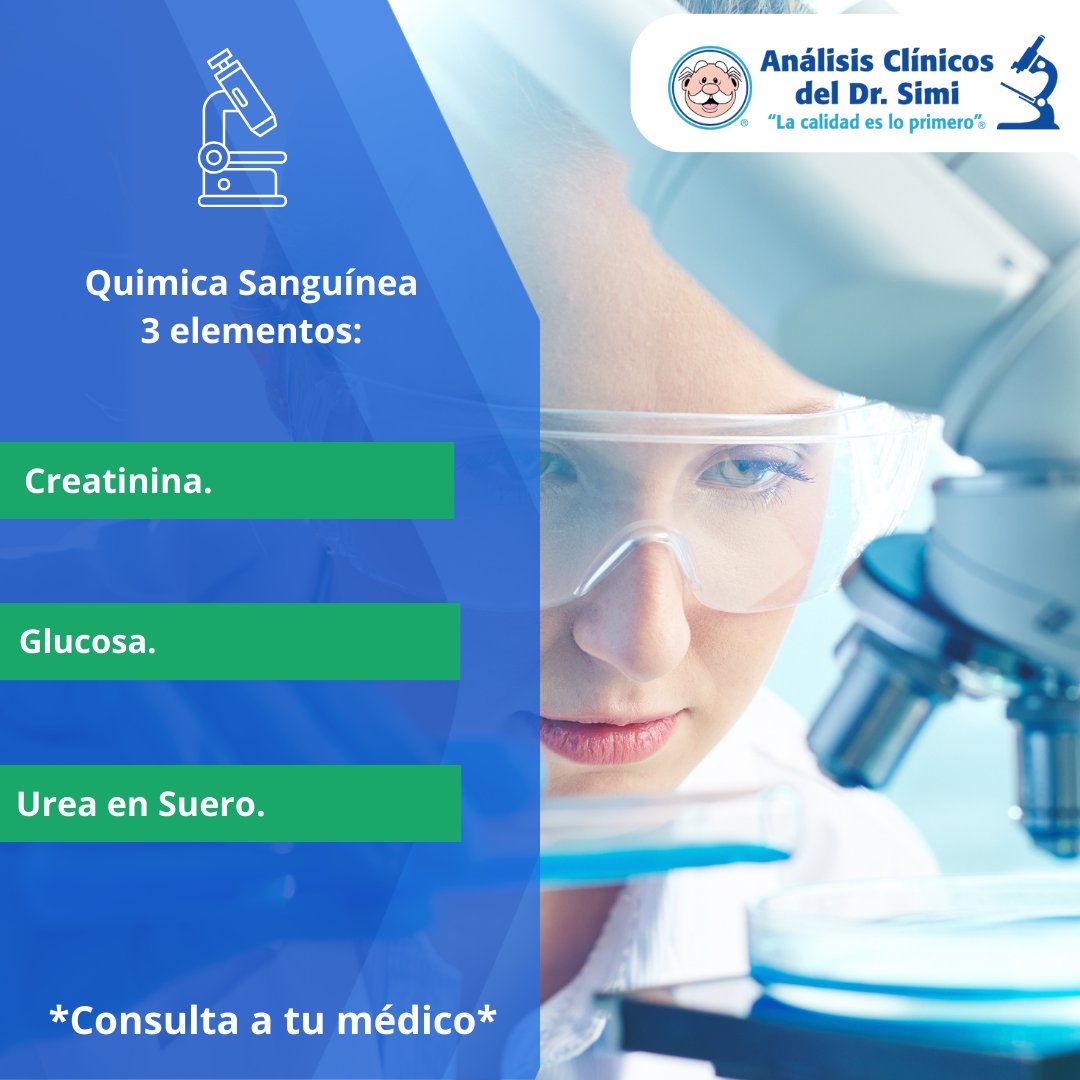 ssdrsimi's tweet photo. Una Química Sanguínea de 3 elementos, permite a tu médico evaluar la función metabólica y renal de tu cuerpo.​

¿Este año, ya te realizaste la prueba?  🥼💉 https://t.co/X3y7OVzvnE