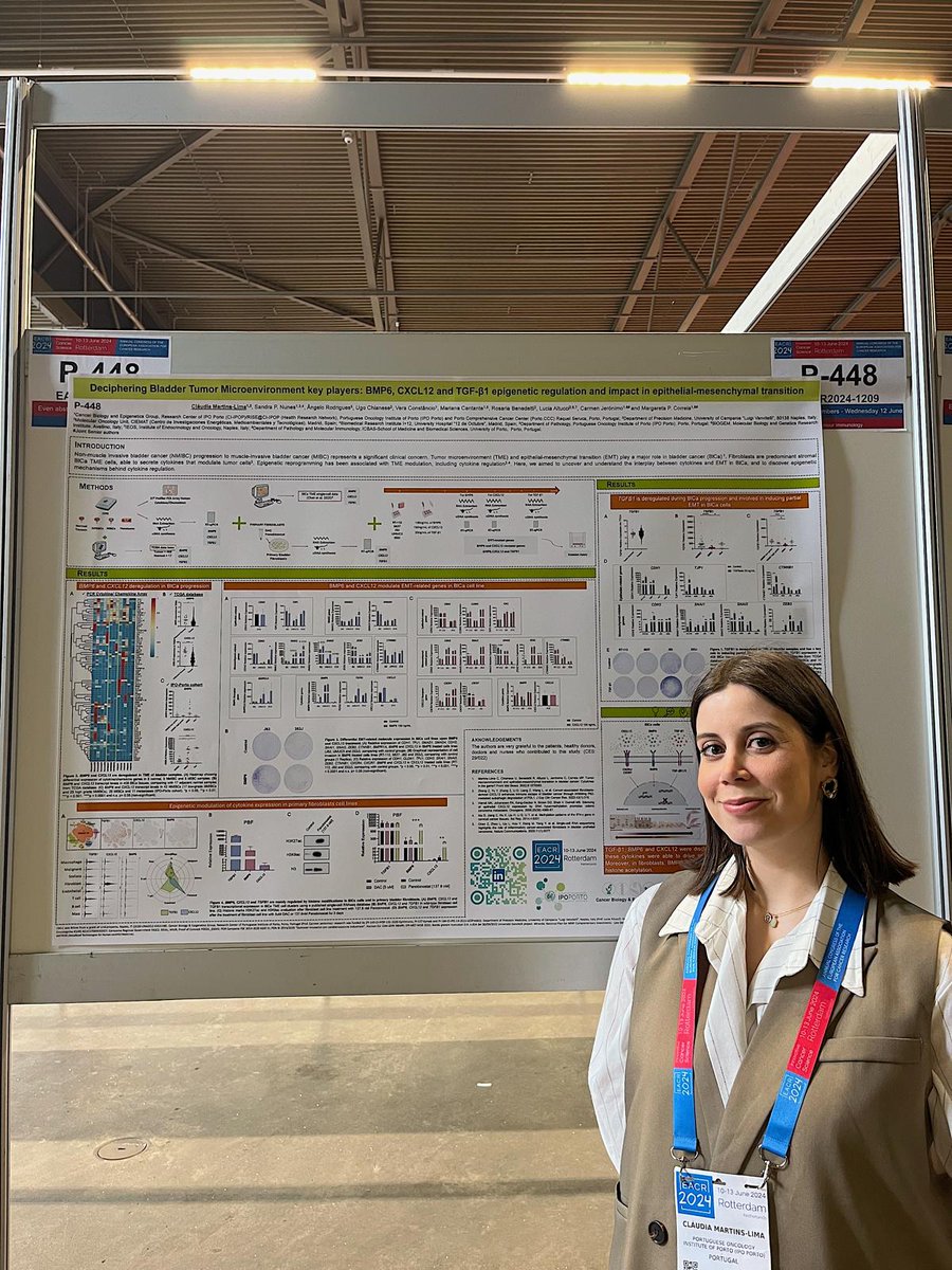 #EACR2024-Day3, our posters by Cláudia Lima and Nuno Tavares were presented today! 
<a href="/ICBAS_UPorto/">Instituto de Ciências Biomédicas Abel Salazar UP</a> 
@RISE 
@ASPIC 
<a href="/EACRnews/">EACR</a>
<a href="/IPOPorto/">IPO Porto</a>
 
#bladder_cancer 
#testicle_cancer
#tumor_microenvironment
#liquid_biopsies
#epigenetics
#mirs