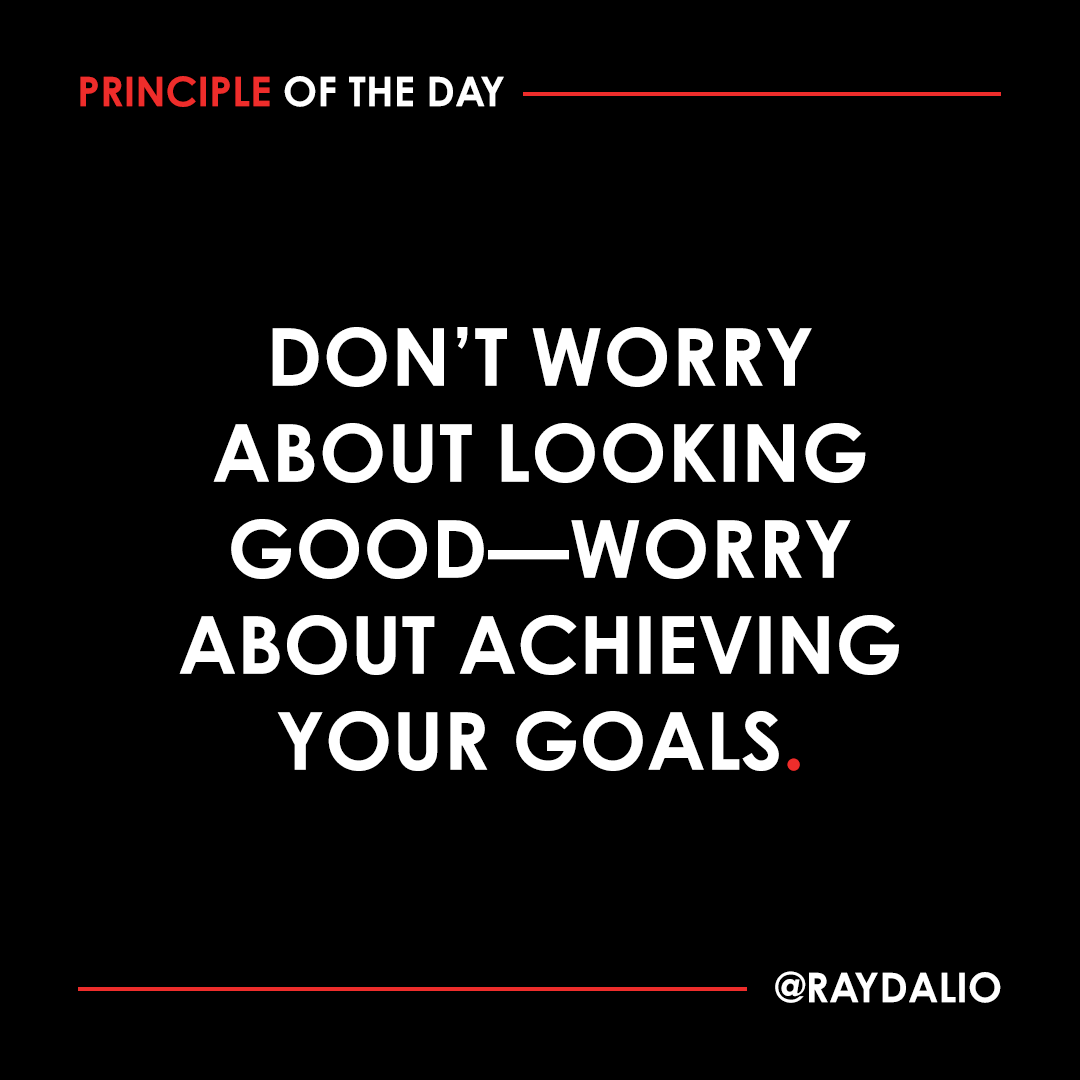 RayDalio's tweet photo. Put your insecurities away and get on with achieving your goals. Reflect and remind yourself that an accurate criticism is the most valuable feedback you can receive. Imagine how silly and unproductive it would be to respond to your ski instructor as if he were blaming you when he told you that you fell because you didn't shift your weight properly. It's no different if a supervisor points out a flaw in your work process. Fix it and move on. 

#principleoftheday