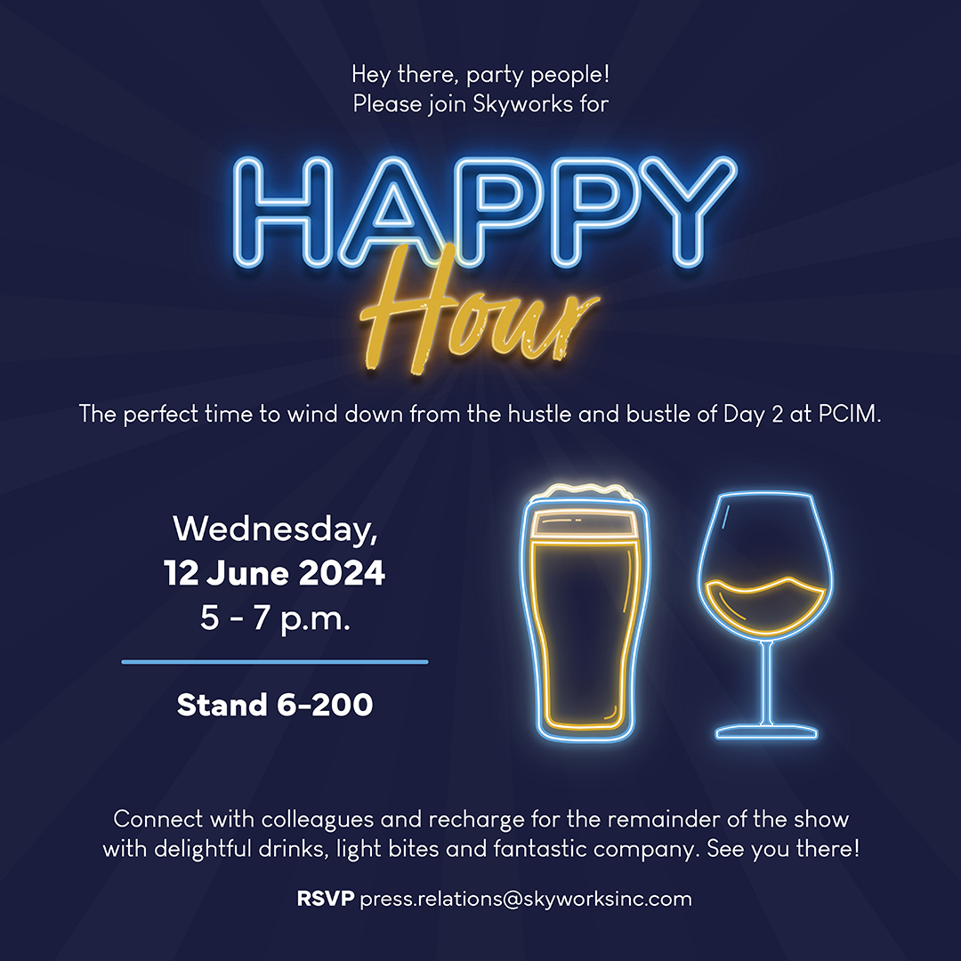 We are winding down Day 2 at PCIM Europe. Please join us at Stand 6-200 from 5-7pm for happy hour. 🍻