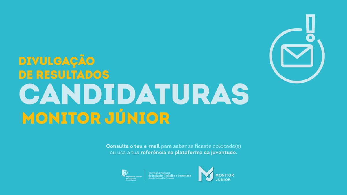 drjmadeira's tweet photo. Programa Monitor Júnior | Colocações
Resultados das candidaturas 2024
A Direção Regional de Juventude deseja a todos os participantes uma experiência desafiante!

+ Informações:
Direção Regional de Juventude 
Tel: 291 203 830 | Email: juventude@madeira.gov.pt https://t.co/0QMb7stBPY