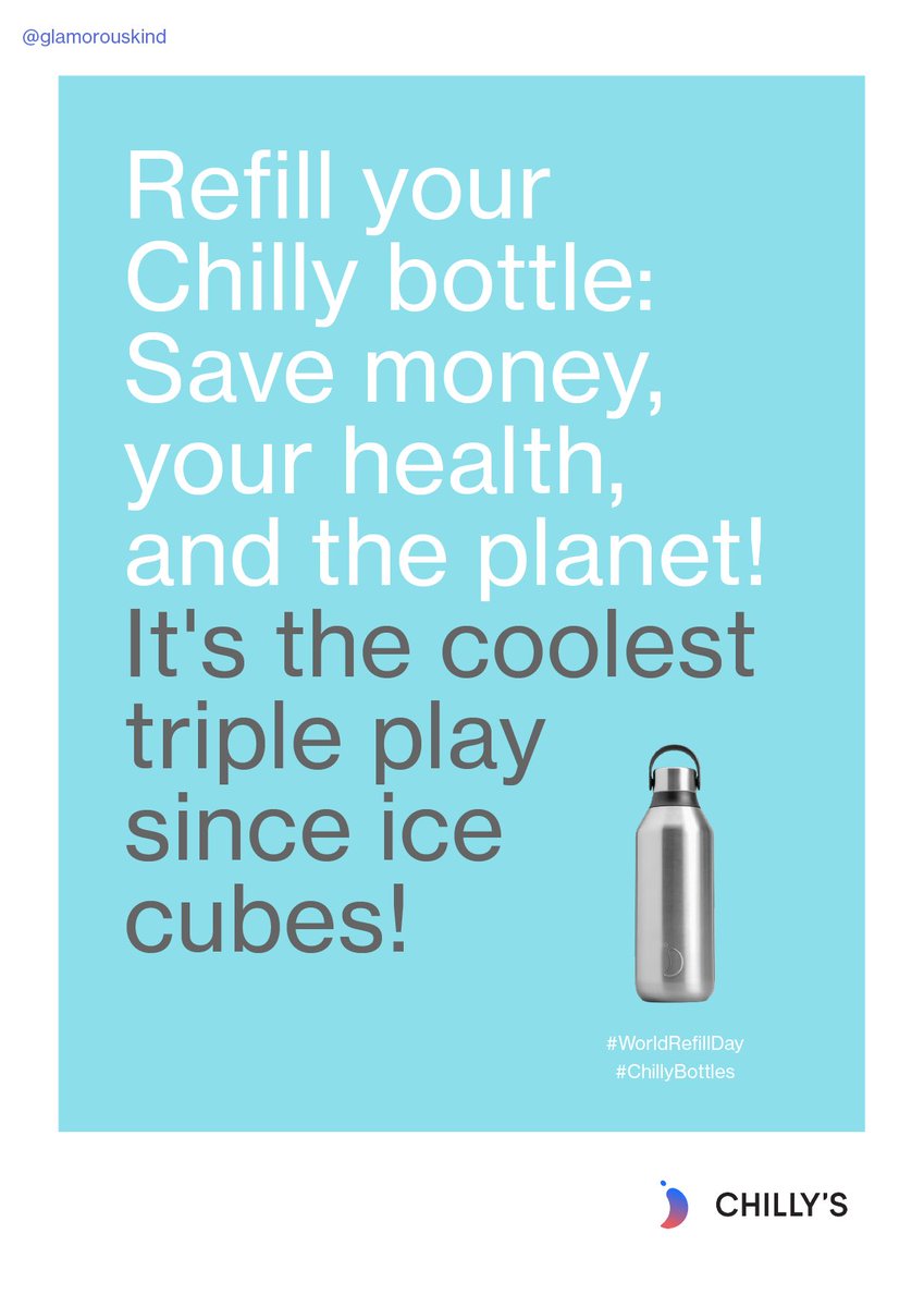 glamorouskind's tweet photo. Why do I love joining in with @OneMinuteBriefs because I can be creative, silly and brave all at once!

One Minute Brief of the Day: 
Create posters to make @ChillysBottles the king of refill; remind people to ditch the plastic and fill up their reusable #ChillysBottles ahead of this weekend's #WorldRefillDay @OneMinuteBriefs