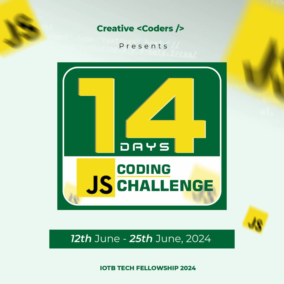 symply_lara's tweet image. I can't be more excited to start a #14DayJSChallenge, organized by the #CreativeCoders of #IOTBTech24. This will involve learning, unlearning and relearning #JavaScript in details. I look forward to becoming well-groomed in JavaScript upon the completion of this #CodingChallenge