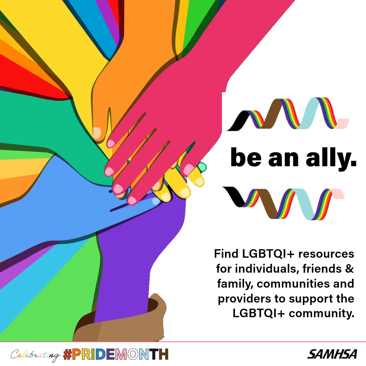 How can you support and affirm the #LGBTQI+ people in your life?🌈 Learn more about the different ways you can be an ally from SAMHSA’s Center of Excellence on LGBTQI+ Behavioral Health Equity: lgbtqequity.org/resources/ #PrideMonth #LGBTQIHealth