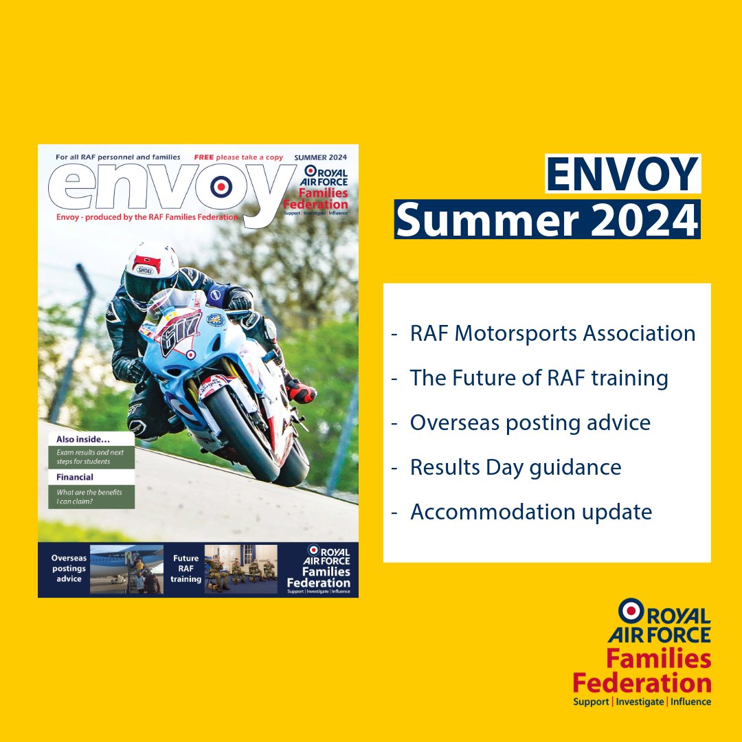 RAF Families Federation (@raf_ff) on Twitter photo 📣ENVOY Summer 2024 Out Now📣
Cover feature: <a href="/raf_motorsports/">RAF Motorsports</a>
Foreword: <a href="/SubbySubramani1/">WO RAF / Subby Subramaniam</a>
Read the digital edition here > bit.ly/4c6b3QK 📣ENVOY Summer 2024 Out Now📣
Cover feature: <a href="/raf_motorsports/">RAF Motorsports</a>
Foreword: <a href="/SubbySubramani1/">WO RAF / Subby Subramaniam</a>
Read the digital edition here > bit.ly/4c6b3QK