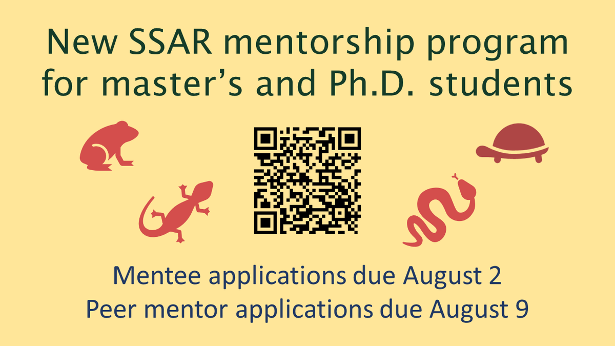 ssarherps's tweet photo. New SSAR graduate student mentorship program – application deadline extended to August, master’s and PhD students eligible: https://t.co/m47QE6AUH0 https://t.co/gZXRcIG5IM