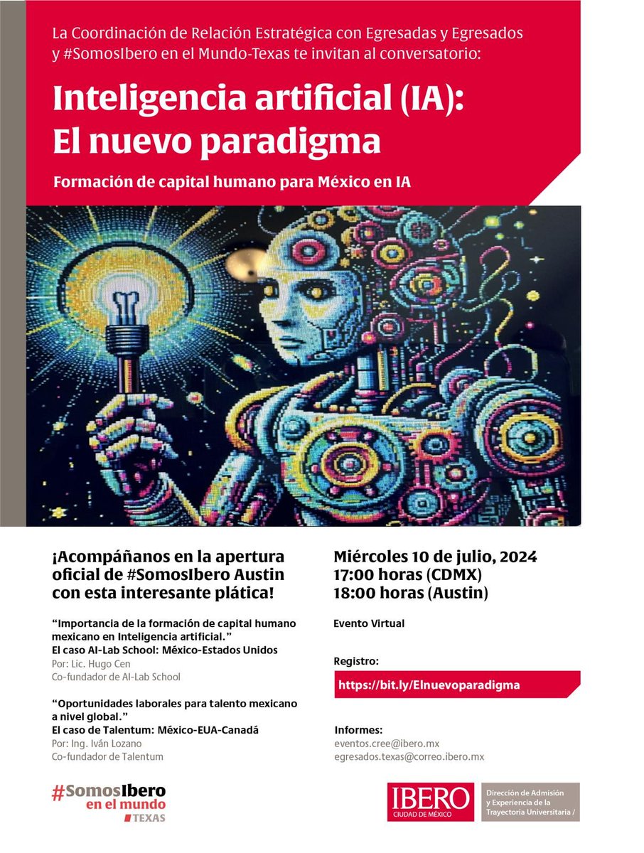 AsepecIBERO's tweet photo. #ApartaLaFecha #SomosIbero capítulo Texas nos invita a participar en este interesante conversatorio. @IberoEgresados @aseuiaibero Registro👇 https://t.co/XeYQbv0axL
