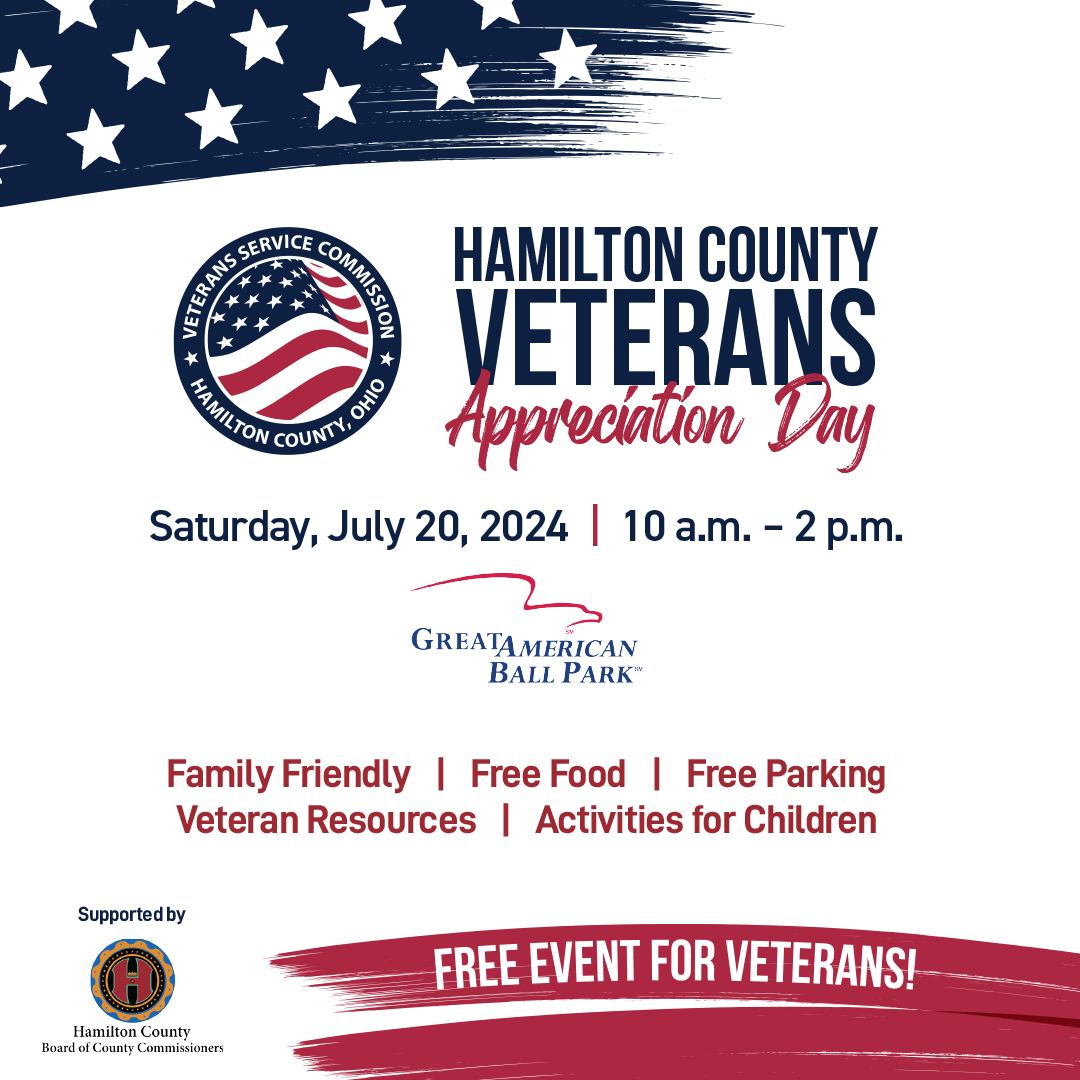 Hamilton County Veterans, join us on July 20 for Hamilton County Veterans Appreciation Day! Register now for a day of honor and celebration with fellow heroes, and your families. 🎟 
eventbrite.com/e/hamilton-cou…

<a href="/HamCoClerk/">Pavan V. Parikh, Hamilton County Clerk of Courts</a> <a href="/HamiltonCoVets/">Veterans Service Commission of Hamilton County</a>