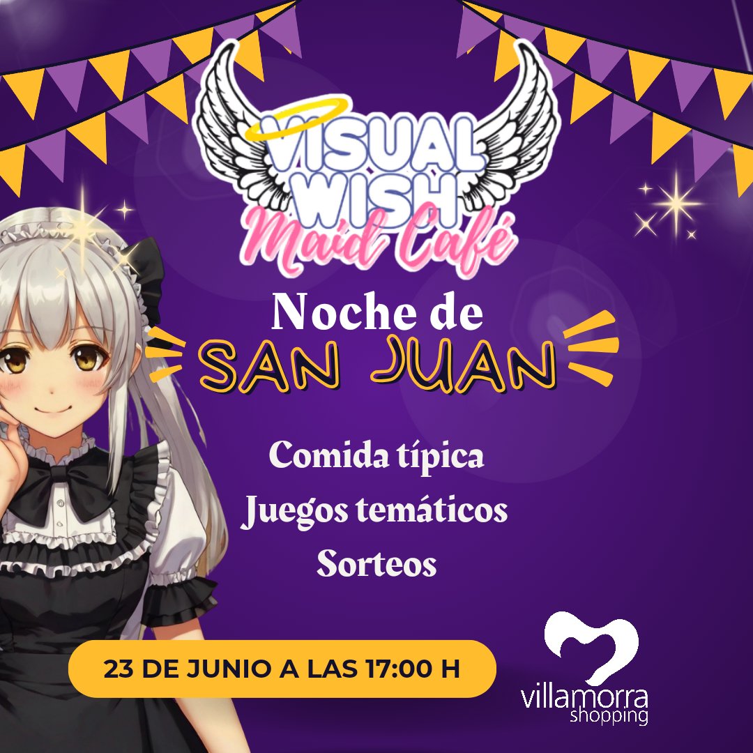 Los invitamos a festejar la noche de San Juan el domingo 23 de junio en Visual Wish Maid Café ✨
Habrá juegos, comidas típicas, sorteos y por supuesto maids 🌸
Desde las 17hs, en el patio de comidas del Villamorra Shopping 🛍️