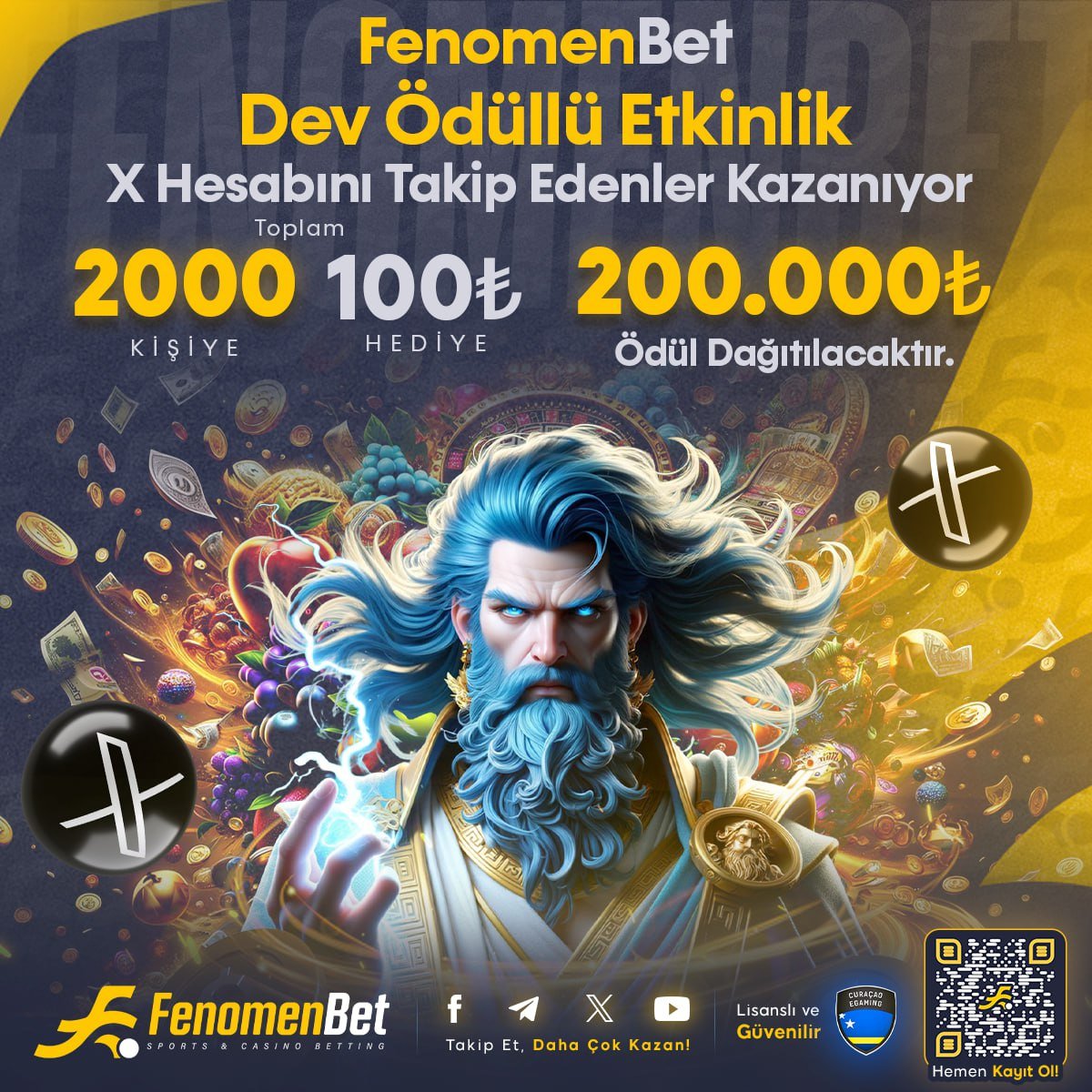 💰200.000₺ DAĞITIYORUZ !

✅X Hesabımızı Takip Eden 2000 kişiye 1️⃣0️⃣0️⃣₺ Hediye Ediyoruz..

😎 Hemen Üye Ol, Sen de Kazanan Fenomenler Arasında Yerini Al !

👉KATILIM ŞARTLARI;
✅X Hesabımızı Takip Et!
✅Gönderiyi  Reetwetle Ve Beğen!
✅#Fenomenbet Hashtag'i ile 3 Arkadaşını