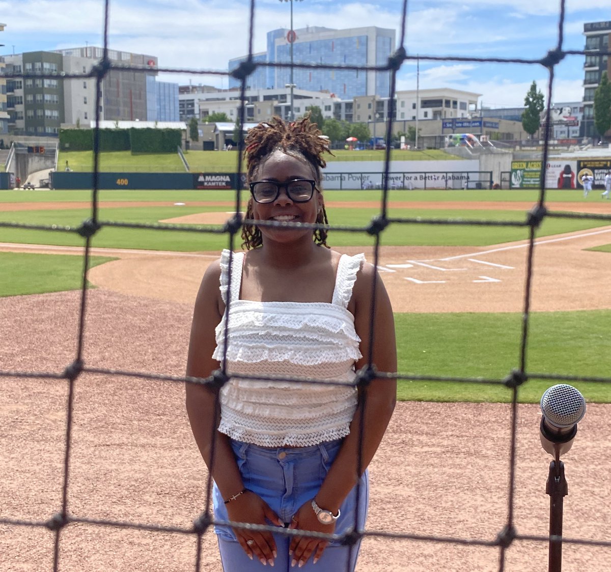 CoachBlair1's tweet photo. McAdory Yellow Jacket Karlie Kemp sings the national anthem today at the Barons game. #Jacketsnumberone https://t.co/nVqCI12h8v