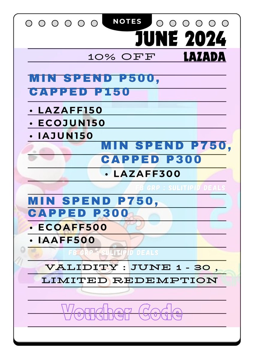 ShopexLazPH's tweet image. LAZ VOUCHER CODE for JUNE ‼️

▪️Free shipping &amp;amp; Discount Voucher : s.lazada.com.ph/s.RZXBC?cc
▪️Coins: s.lazada.com.ph/s.84w8u?cc
▪️Lazflash: s.lazada.com.ph/s.PXmE9?cc
▪️Choice: s.lazada.com.ph/s.jfoDF?cc

#LazadaVoucherCode 👇