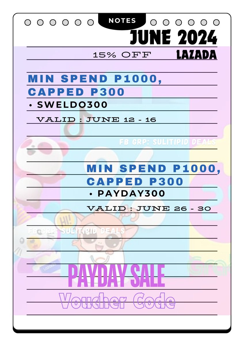 ShopexLazPH's tweet image. LAZ VOUCHER CODE for JUNE ‼️

▪️Free shipping &amp;amp; Discount Voucher : s.lazada.com.ph/s.RZXBC?cc
▪️Coins: s.lazada.com.ph/s.84w8u?cc
▪️Lazflash: s.lazada.com.ph/s.PXmE9?cc
▪️Choice: s.lazada.com.ph/s.jfoDF?cc

#LazadaVoucherCode 👇