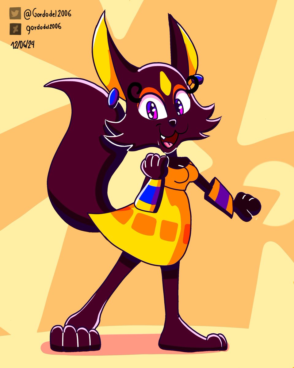 Gordodel2006's tweet image. Believe it or not, she is a PacMan character named Patra, but in the original version she looks like a chibi.

#PacManParty #PacMan #BandaiNamco #Furry