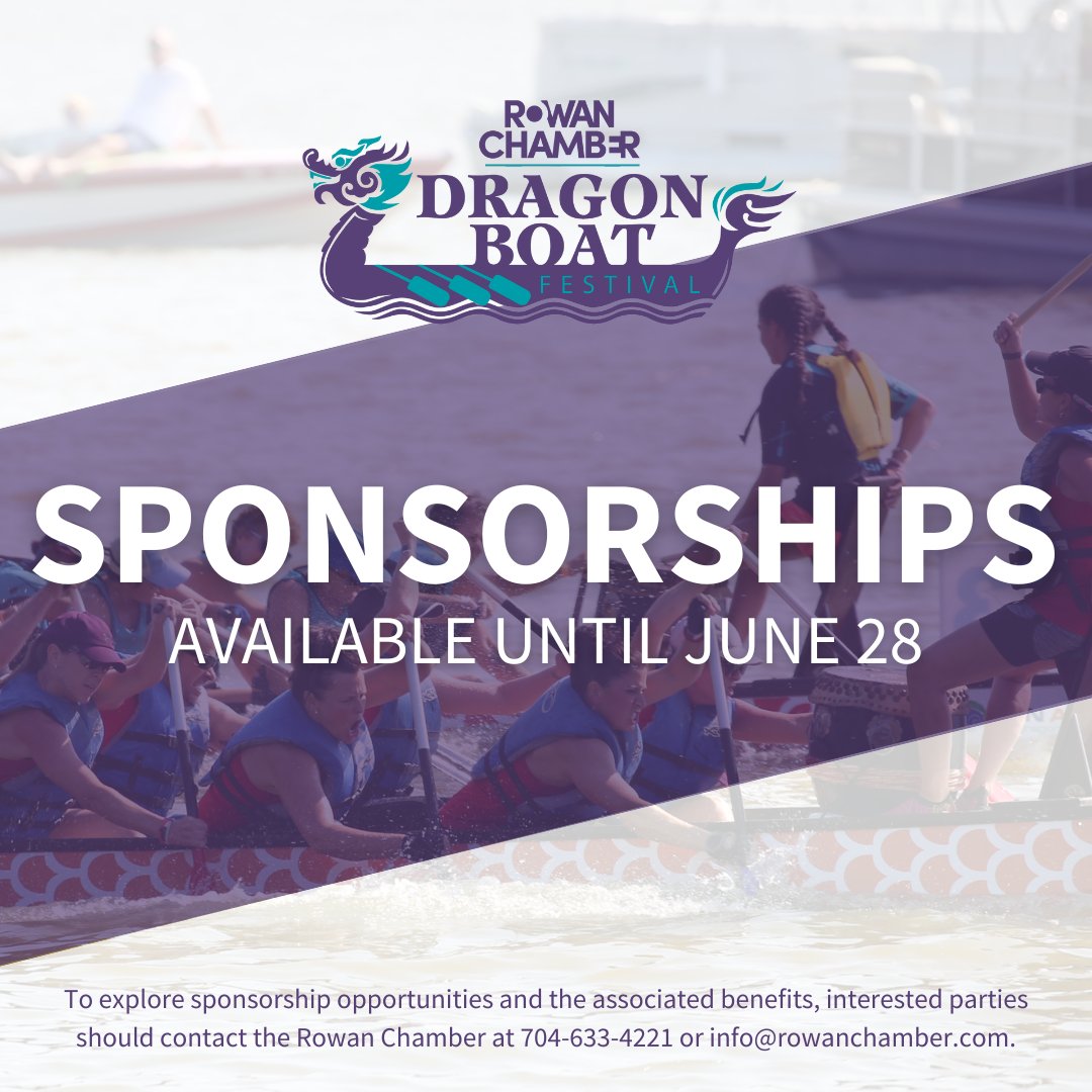 If your organization is interested in sponsoring the 10th Annual Rowan Chamber Dragon Boat Festival, please contact the Rowan Chamber at 704-633-4221 or info@rowanchamber.com.

Learn more:
rowanchamber.com/2024/06/12/spo…