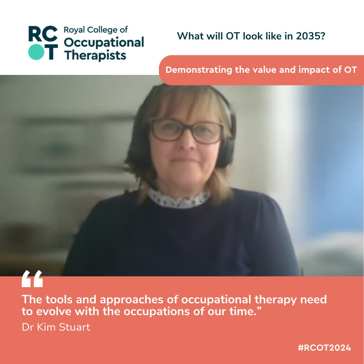 theRCOT's tweet photo. A big thank you to @CLovegrove_OT, @AmyACD, @ThomasW_OT and 
@KimStuartOT for sharing their visions of occupational therapy in 2035 in that inspiring plenary session! 🤩 #RCOT2024 https://t.co/tNHkNEUsVC